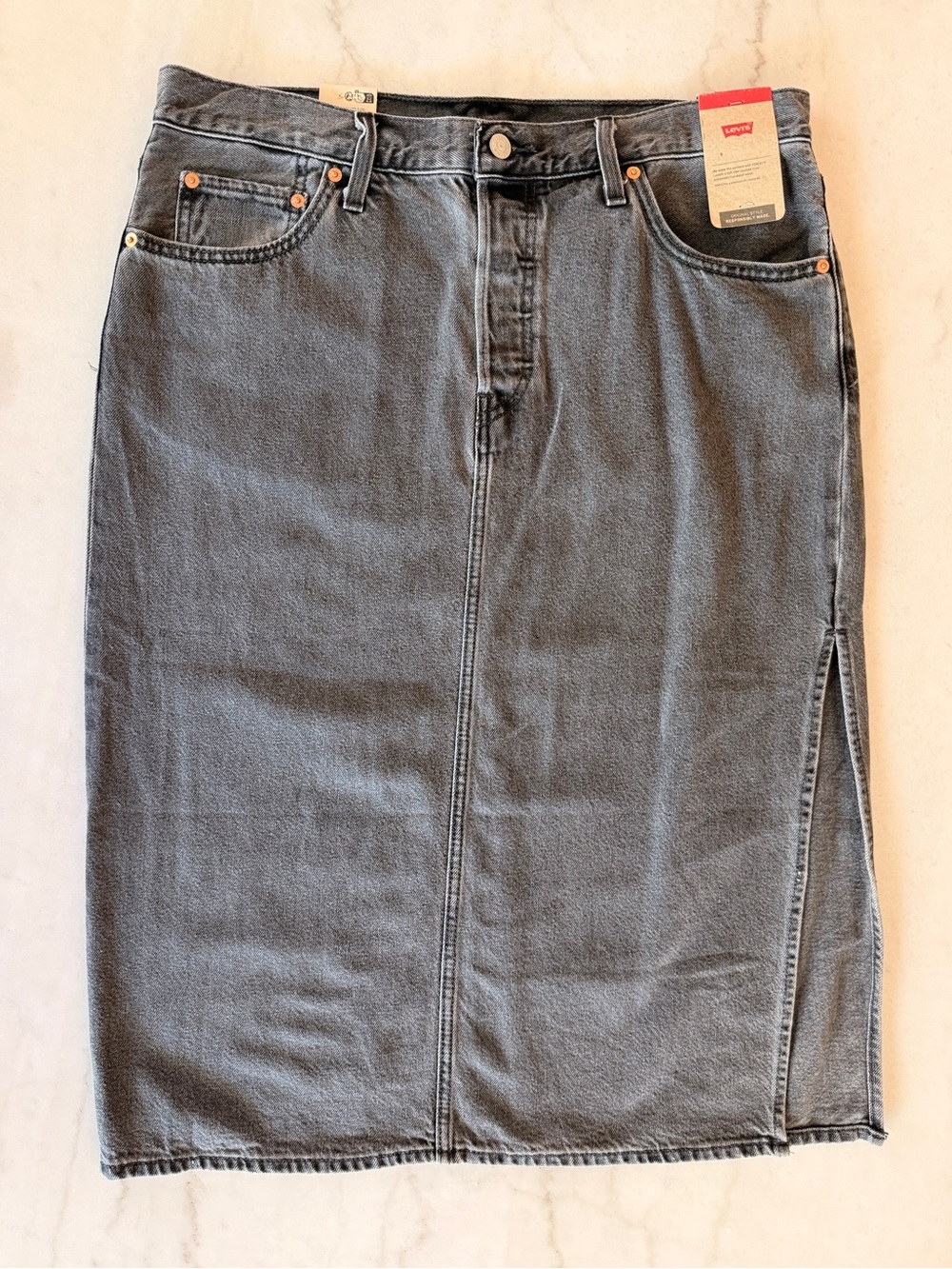 Levi's Black-Gray High Waist Denim Skirt